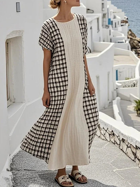 Trykt V-hals Elegant Chic Loose Lang ærme Maxi Kjole