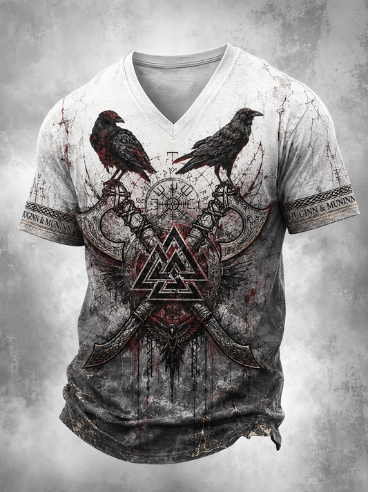 Mænds vikinge V-hals T-shirt