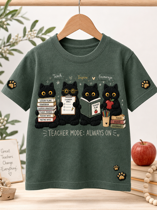 Skolestartssæson print t-shirt med korte ærmer