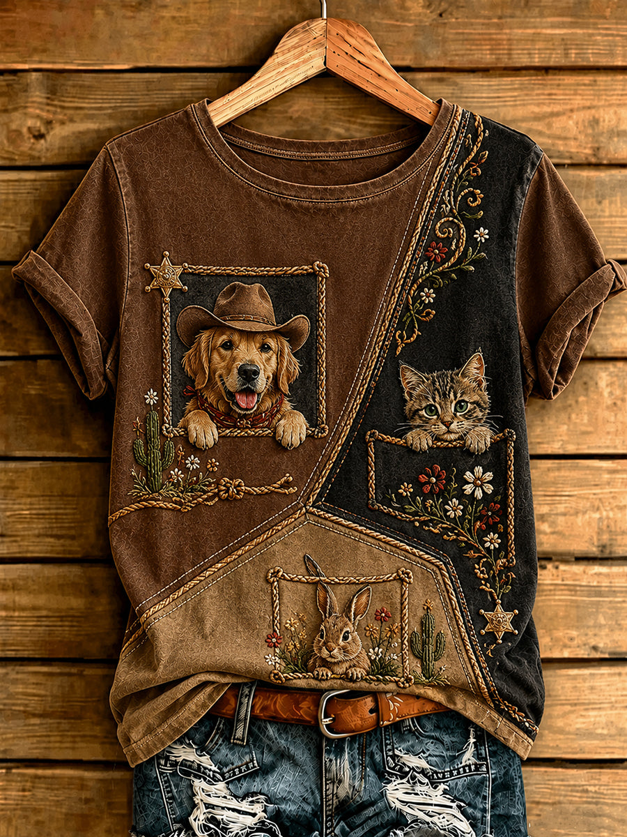 Kvindernes Western dyrestil kulturelle elementer kunstprint t-shirt