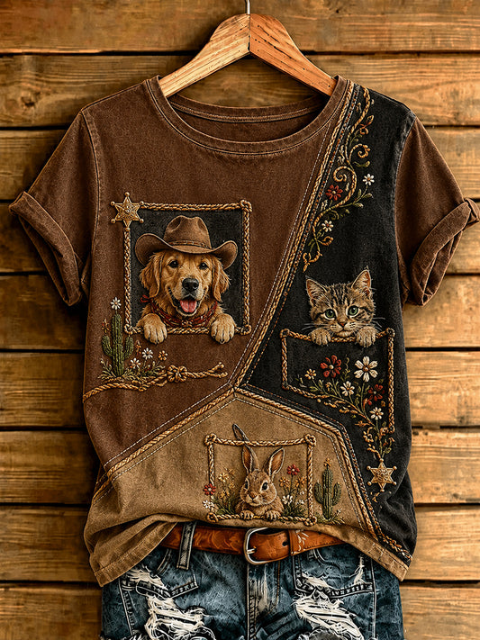 Kvindernes Western dyrestil kulturelle elementer kunstprint t-shirt