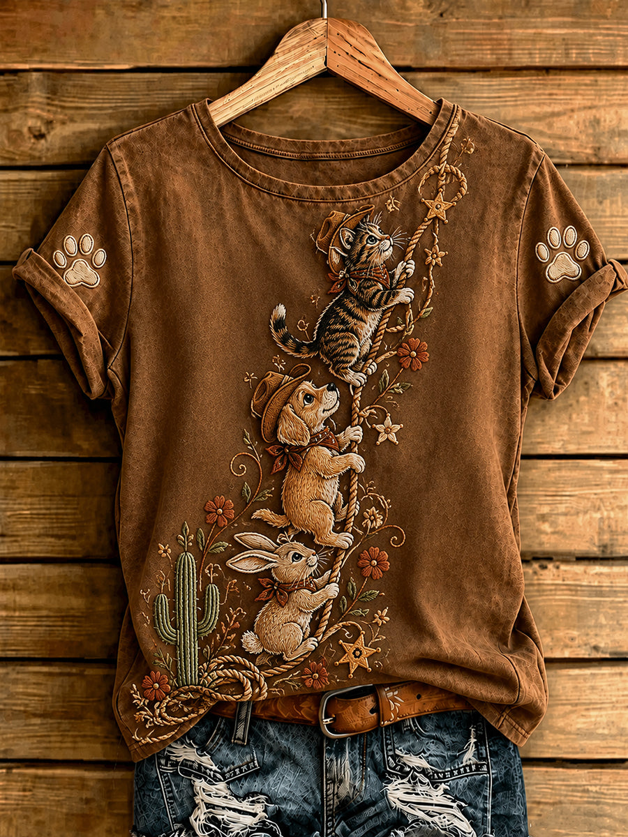 Kvindernes Western dyrestil kulturelle elementer kunstprint t-shirt