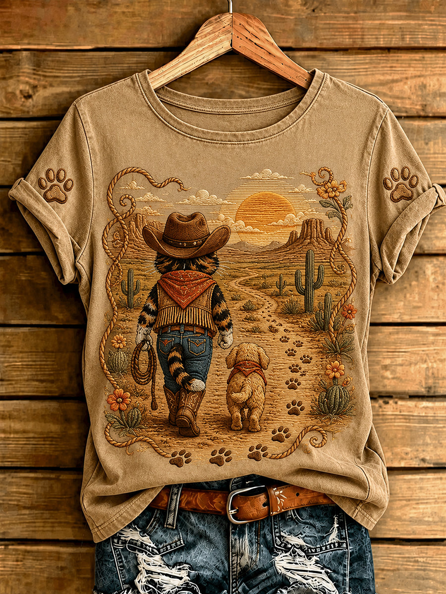 Kvindernes Western dyrestil kulturelle elementer kunstprint t-shirt