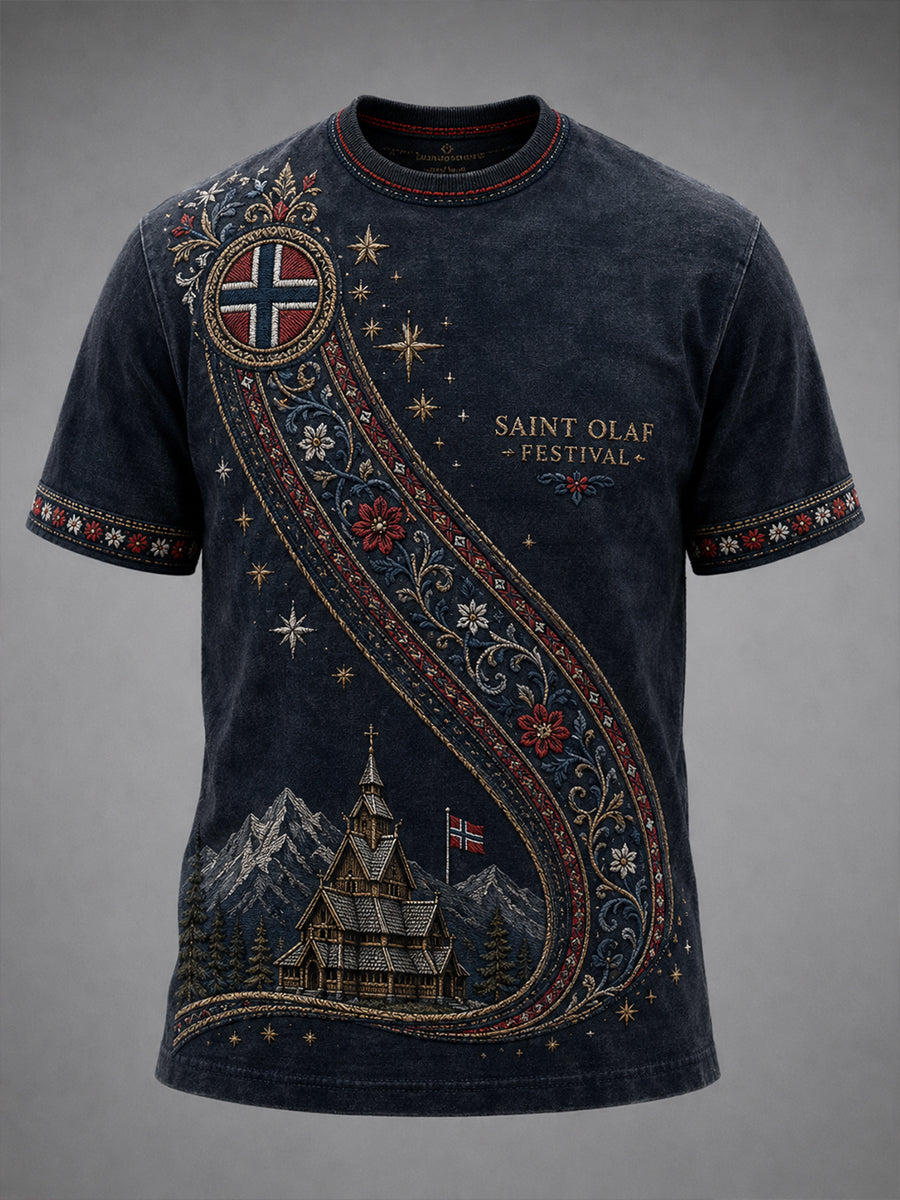 Menns St. Olaf-dagsfestival Kulturelementer kunsttrykk T-shirt