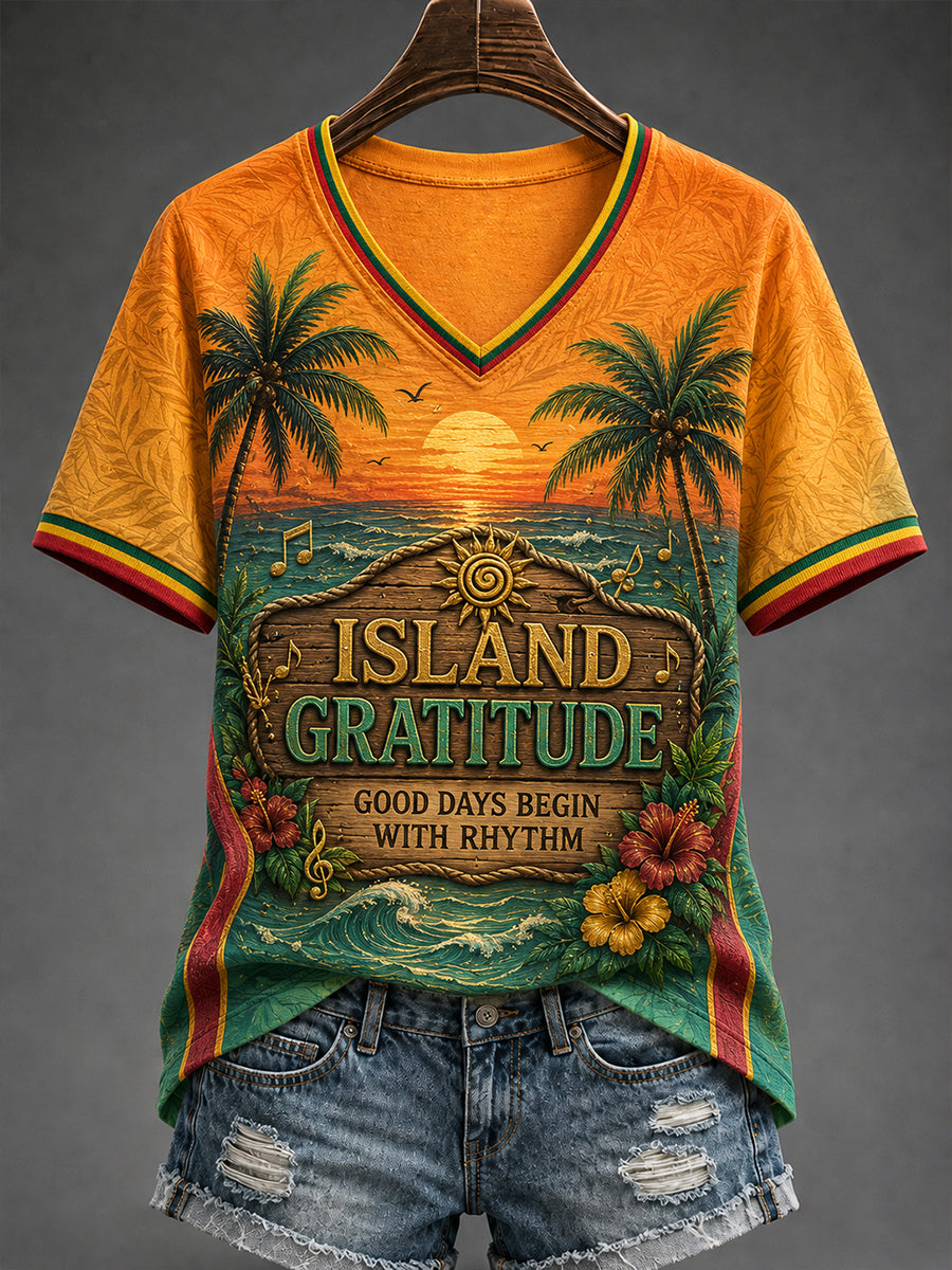 Kvinders Reggae V-hals T-shirt