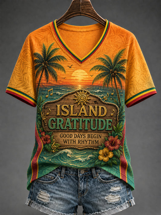 Kvinders Reggae V-hals T-shirt