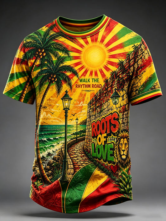 Reggae-T-shirt med korte ærmer til mænd