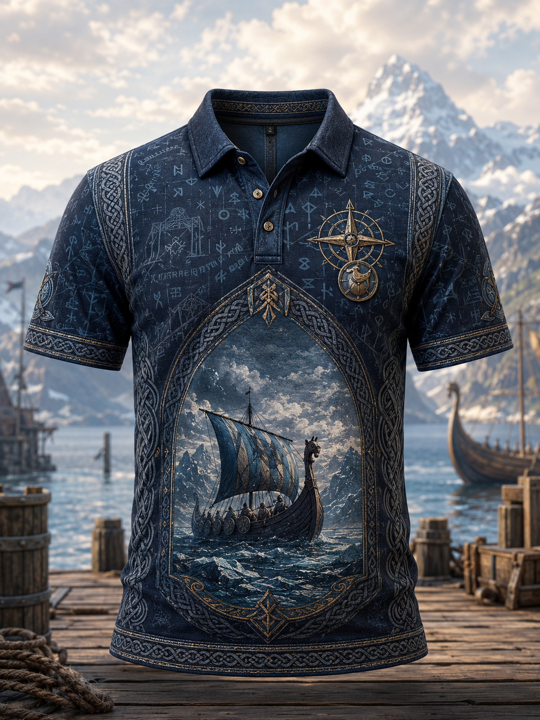 Herrens viking korte ærme skjorte