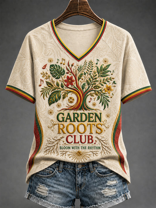 Dame-reggae-T-shirt med V-udskæring