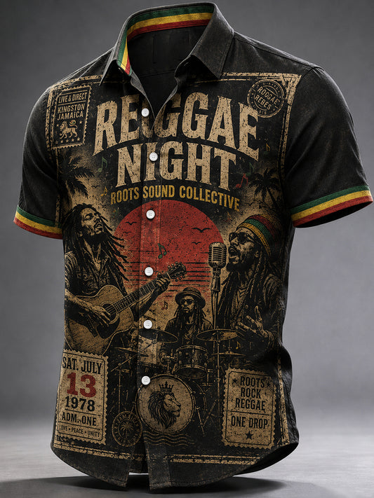 Mænds Reggae Casual skjorte Kort ærmen