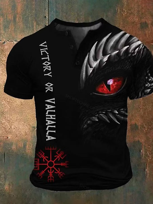 Retro Viking kunst udskrive Casual Henley skjorte