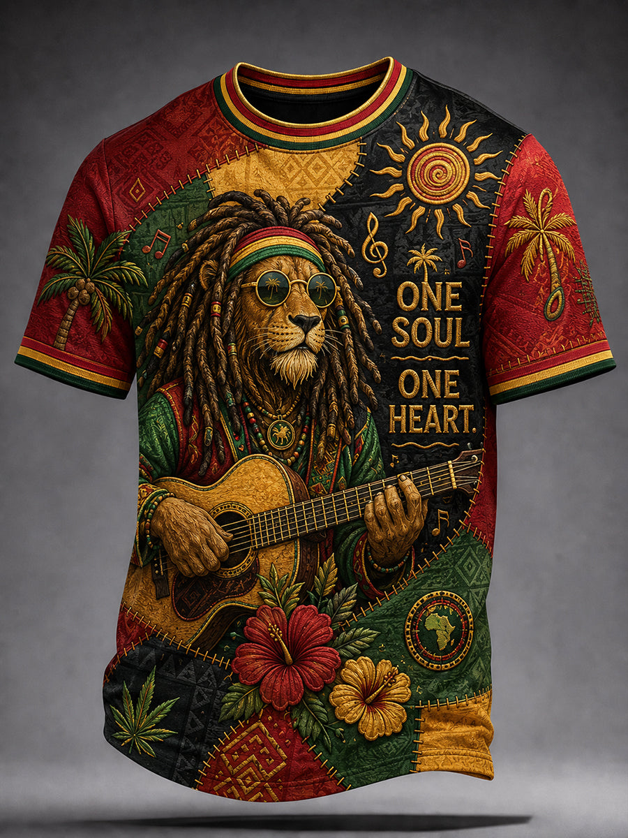 Reggae-T-shirt med korte ærmer til mænd