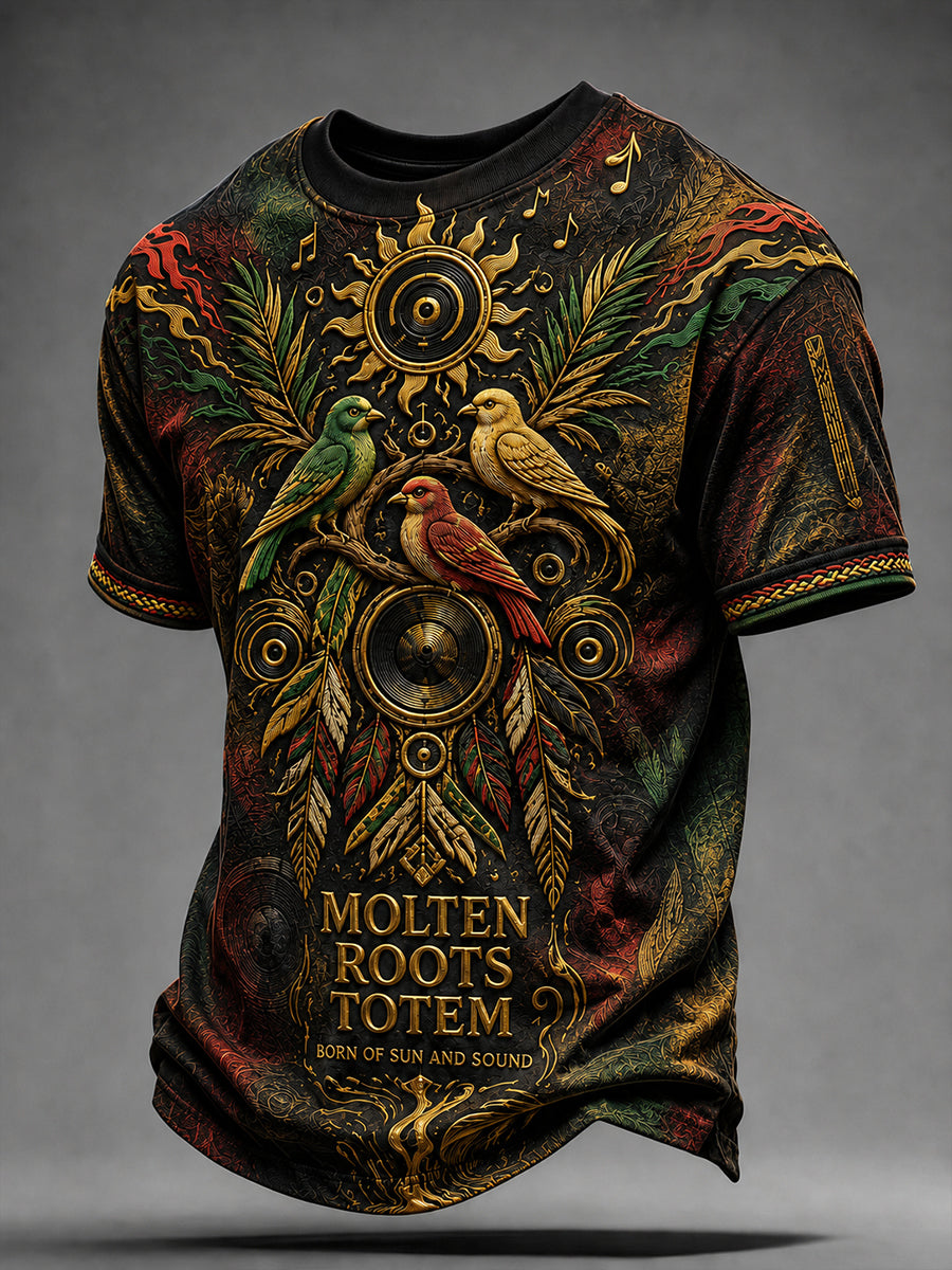 Reggae-T-shirt med korte ærmer til mænd