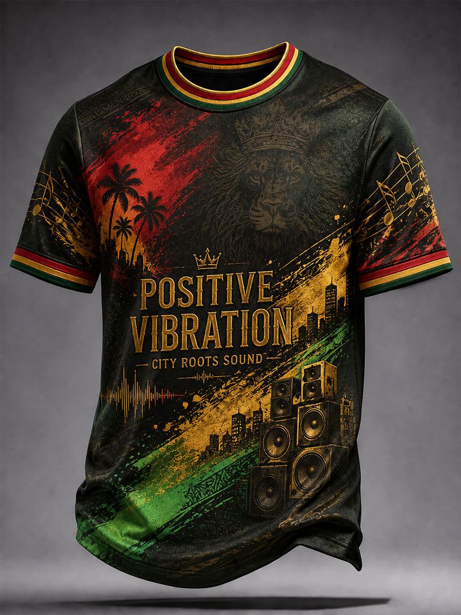 Reggae-T-shirt med korte ærmer til mænd