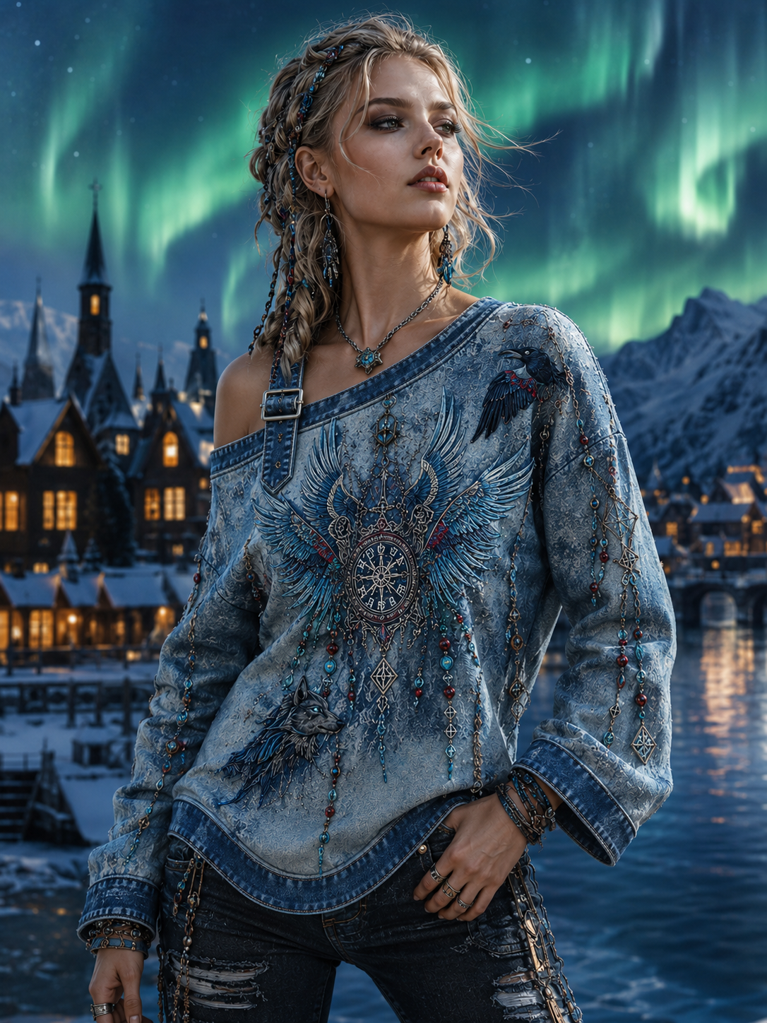 Kvinders Viking Casual Off-Shoulder Sweatshirt