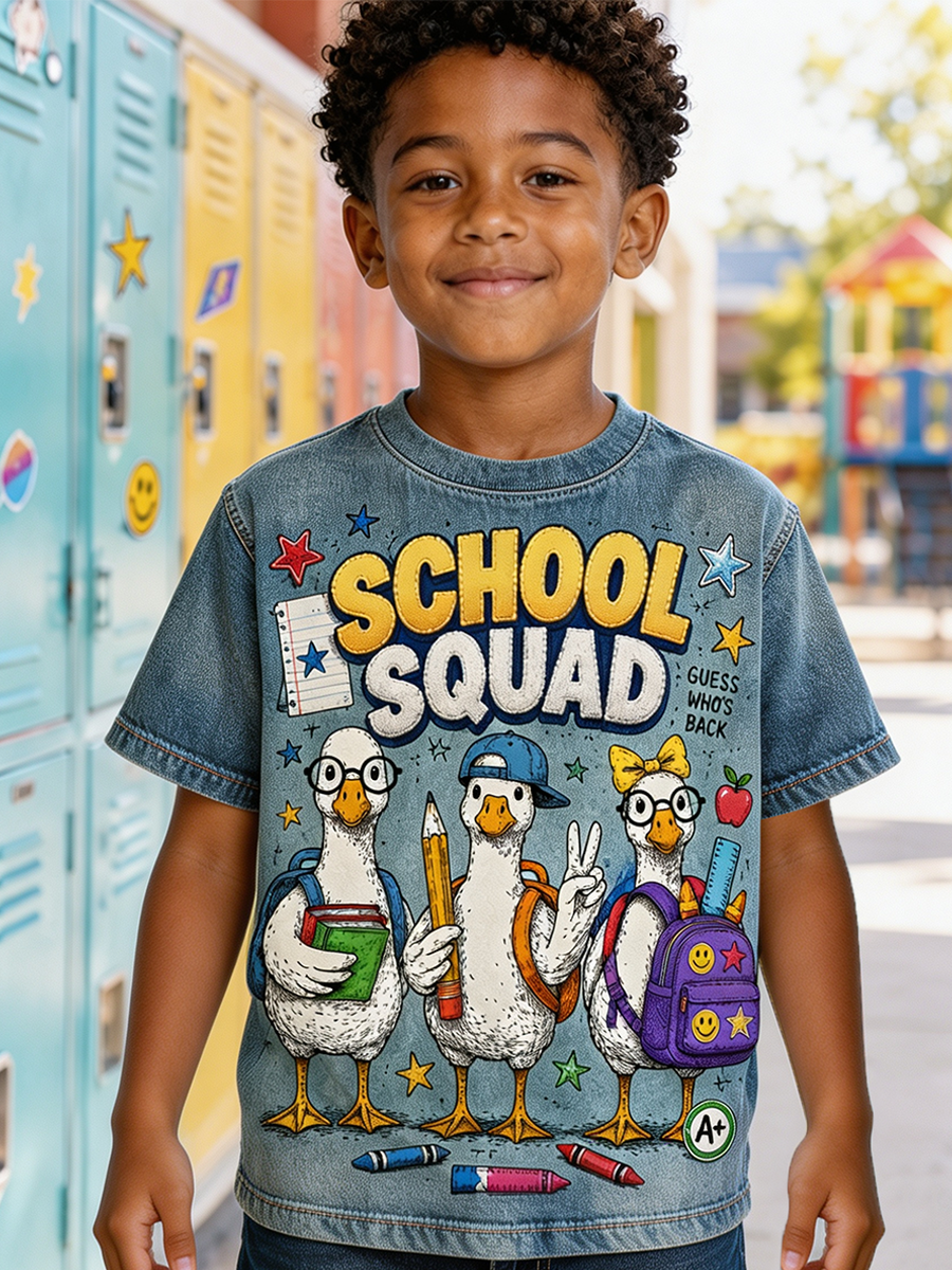 Skolestartssæson print t-shirt med korte ærmer