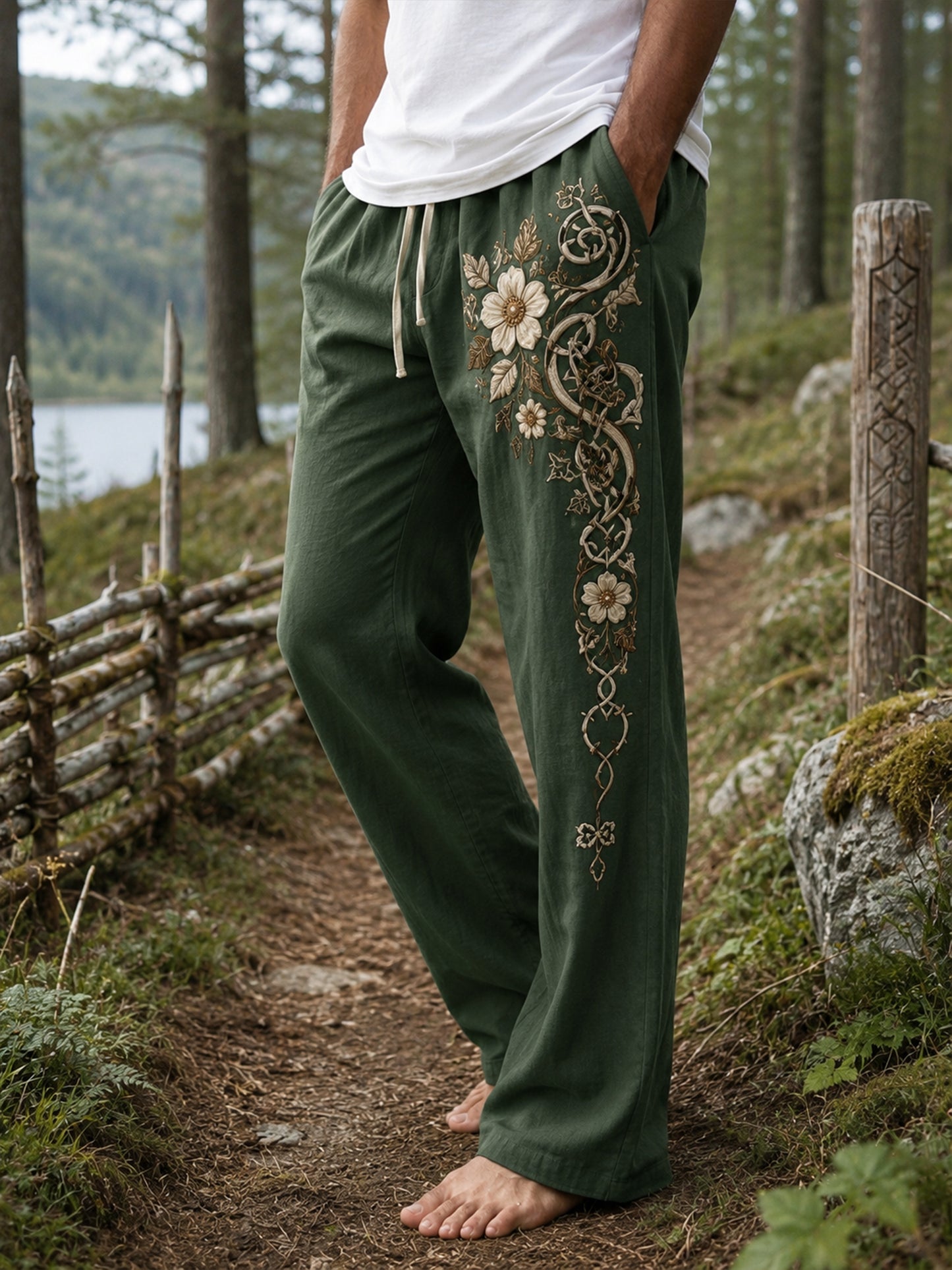 Mænds finske Viking-tema Patriotisk kunst Print Casual Bukser