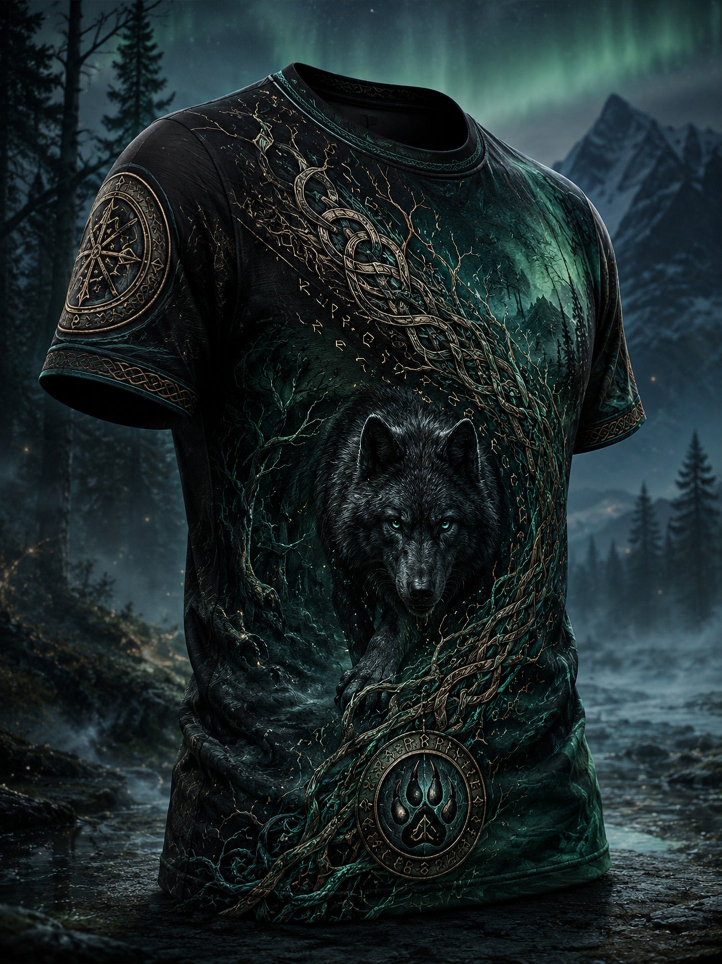 Mænds finsk Viking-tema Patriotisk kunst Print Casual T-shirt