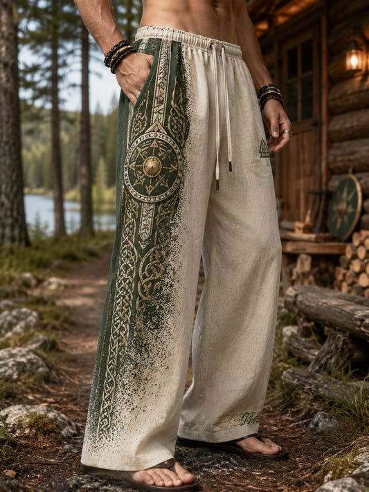 Mænds finsk vikingetema patriotisk kunsttryk afslappede bukser