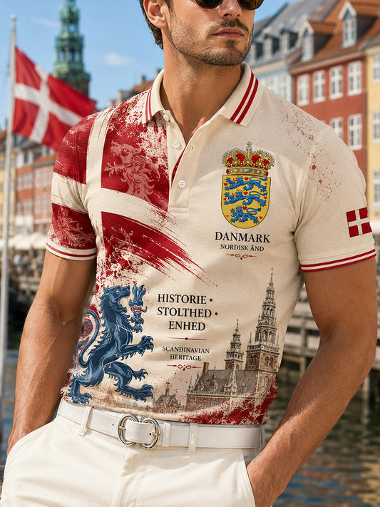 Mænds kortærme Polo skjorte med Patriotisk flag-tema print