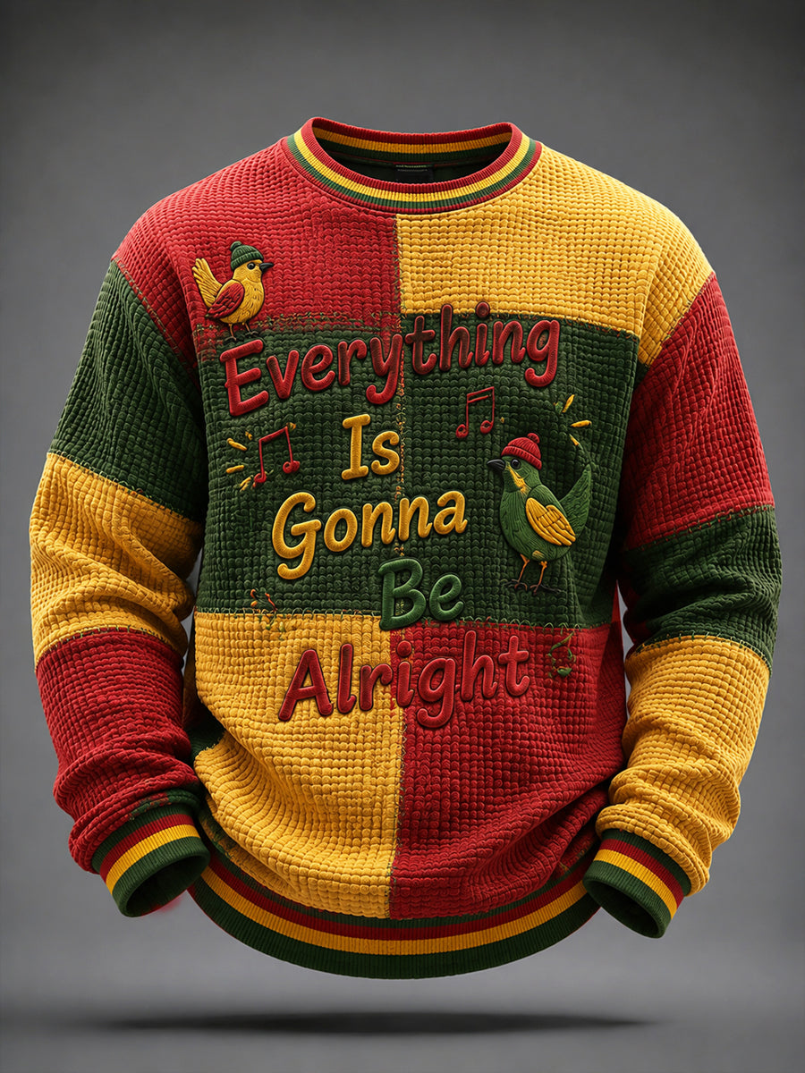 Klassisk vaffel-vævning patchwork T-shirt til Retro Reggae musikfans