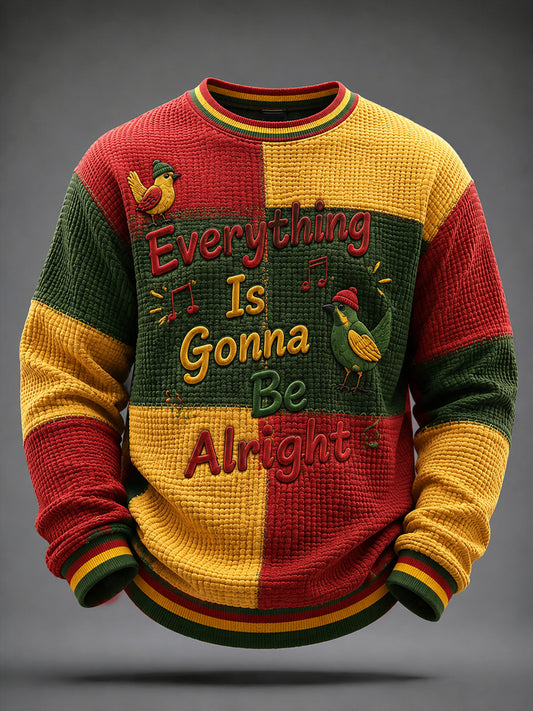 Klassisk vaffel-vævning patchwork T-shirt til Retro Reggae musikfans