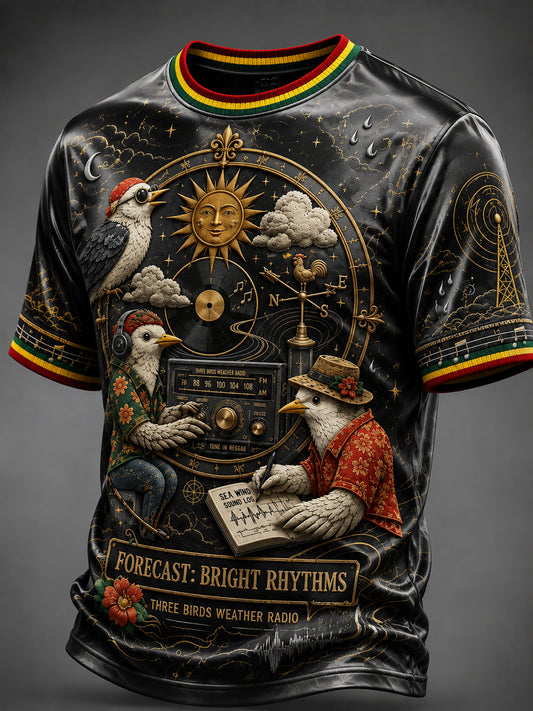 Retro Reggae “Tre små fugle” Ferie & Fritid T-shirt