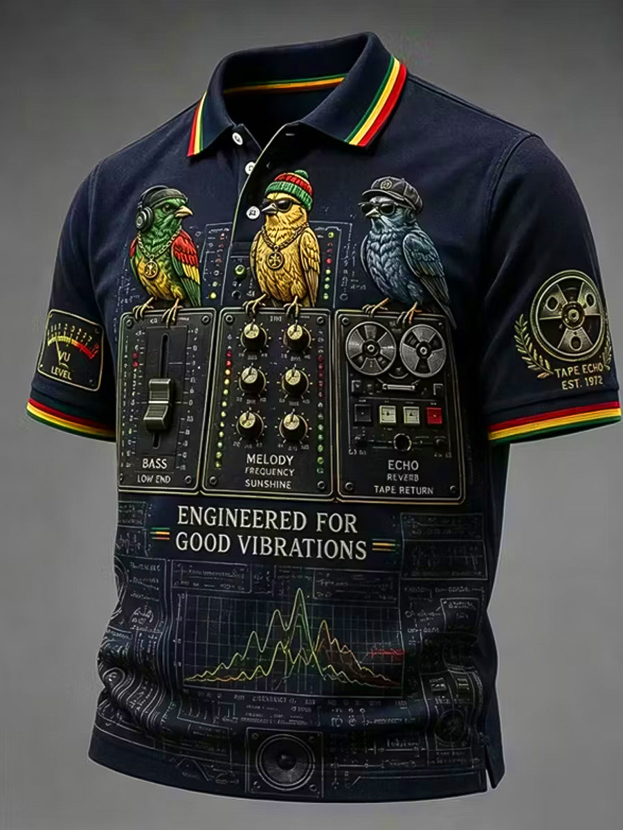Retro Reggae DJ Lille fugl Casual Polo skjorte