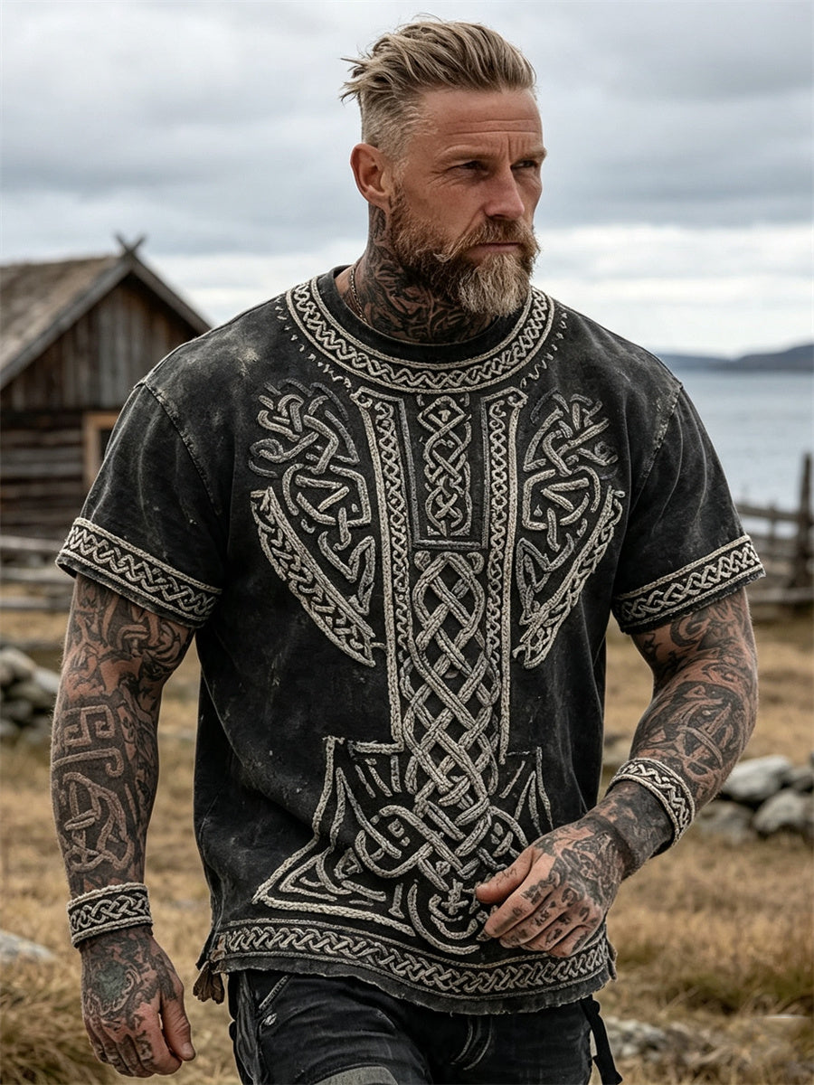 Mænds Vintage Viking Celtic Knud Print korte ærmer t-shirte