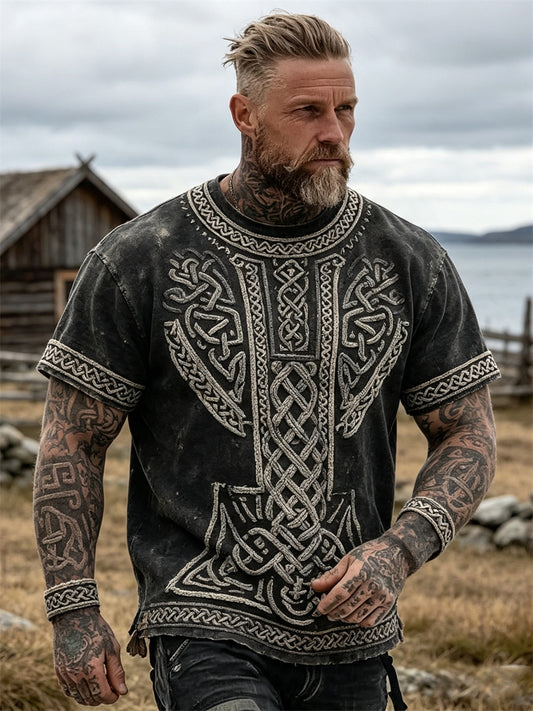Mænds Vintage Viking Celtic Knud Print korte ærmer t-shirte