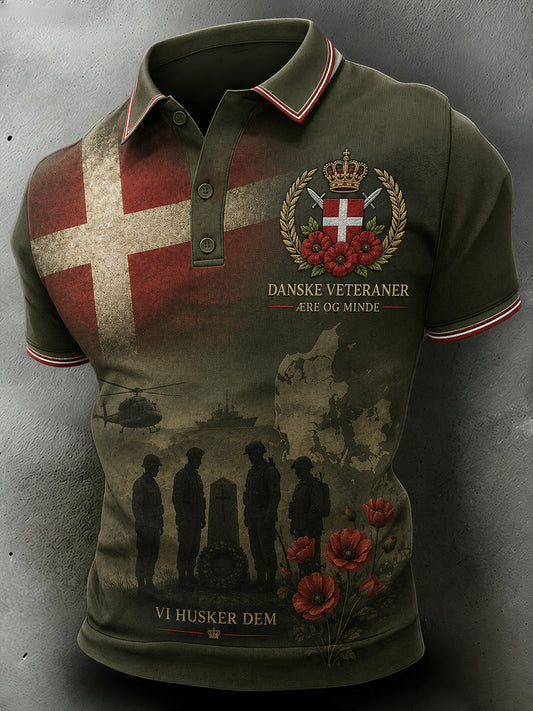 Mænds poloshirt med korte ærmer og militært camouflageprint
