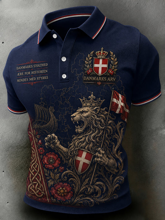 Mænds kortærme Polo skjorte med Patriotisk minde print