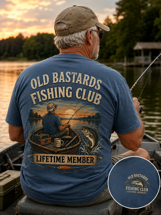 Mænds Sjove Gamle Skiderikker Fiskeriklub Livslangt Medlemskort Casual T-shirt