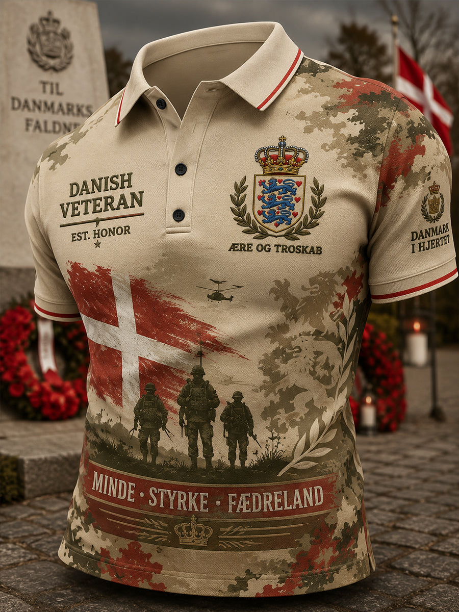 Mænds poloshirt med korte ærmer og militært camouflageprint