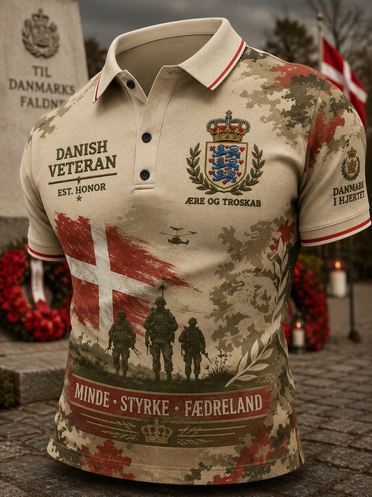 Mænds poloshirt med korte ærmer og militært camouflageprint