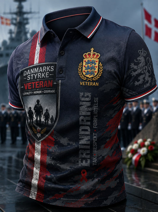 Mænds poloshirt med korte ærmer og militært camouflageprint