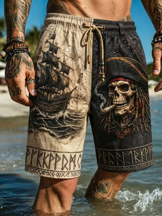 Retro vikingetids kunsttryk afslappede shorts