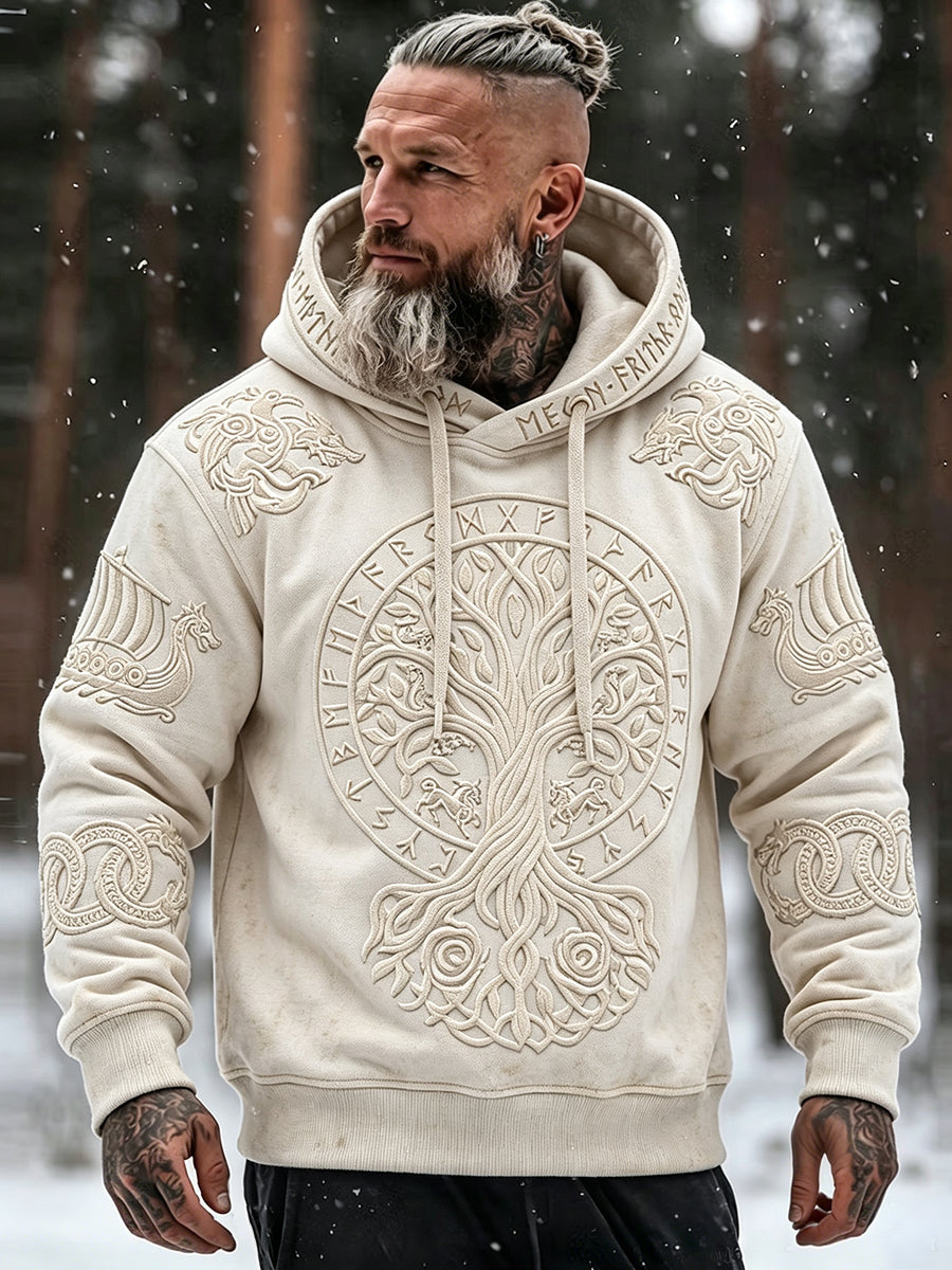 Herre viking livets træ keltisk print behagelig hættetrøje