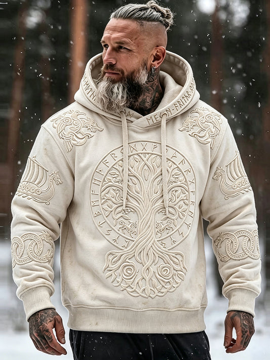 Herre viking livets træ keltisk print behagelig hættetrøje