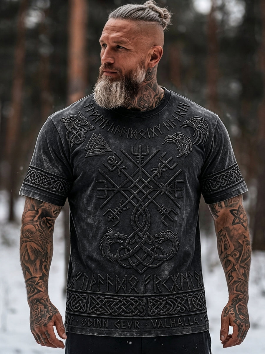 Mænds vintage vikingetidsinspireret t-shirt med keltisk print og korte ærmer
