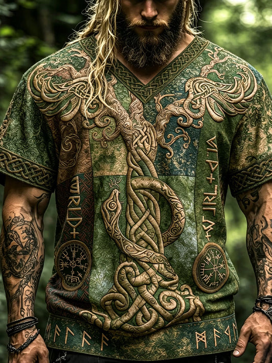 Retro vikingetids kunsttryk afslappet top