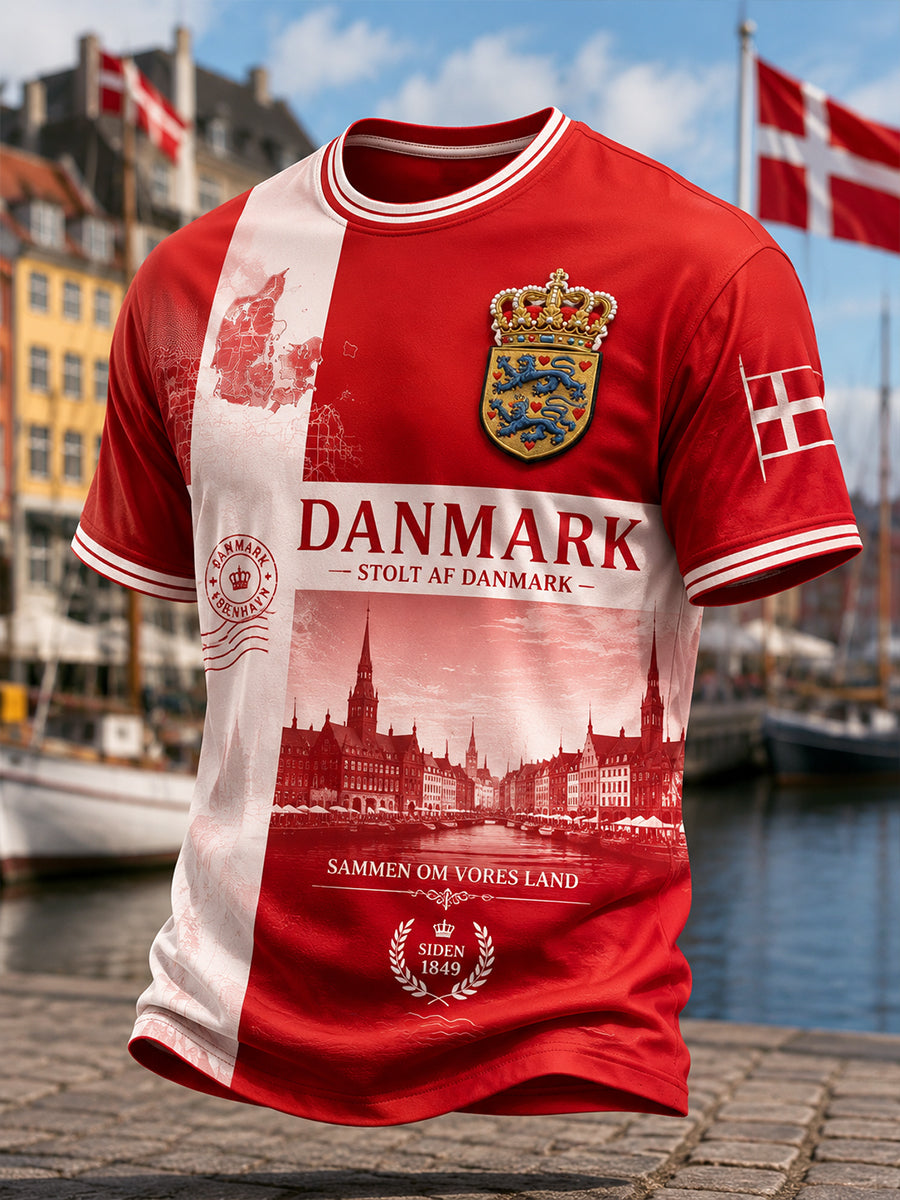 Mænds kortærme T-shirt med patriotisk minde print