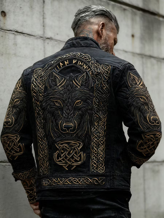 Retro viking kunsttryk afslappet jakke