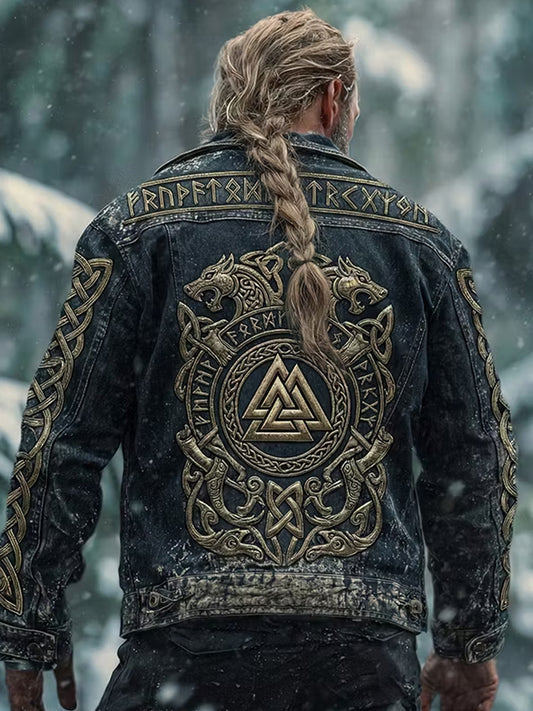 Retro viking kunsttryk afslappet jakke