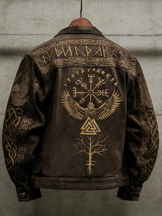 Retro viking kunsttryk afslappet jakke