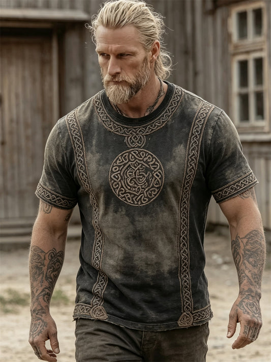 Mænds Vintage Viking Celtic Knud Print korte ærmer t-shirte