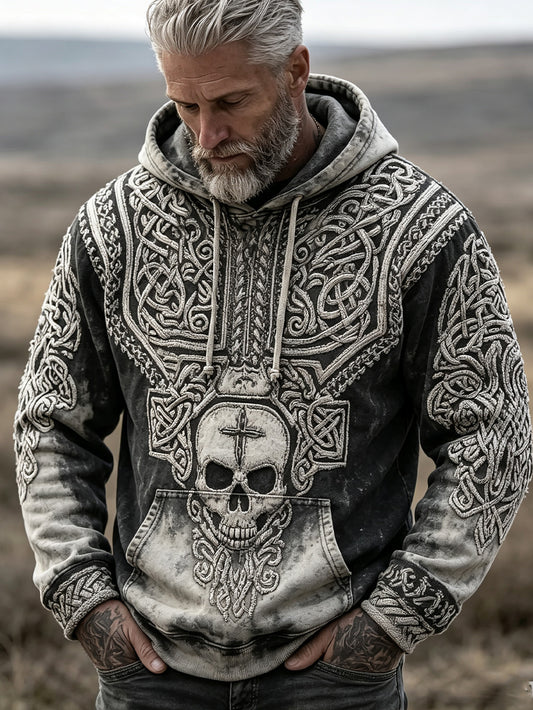 Mænds retro Viking Celtic knude mønster trykt afslappet hættere