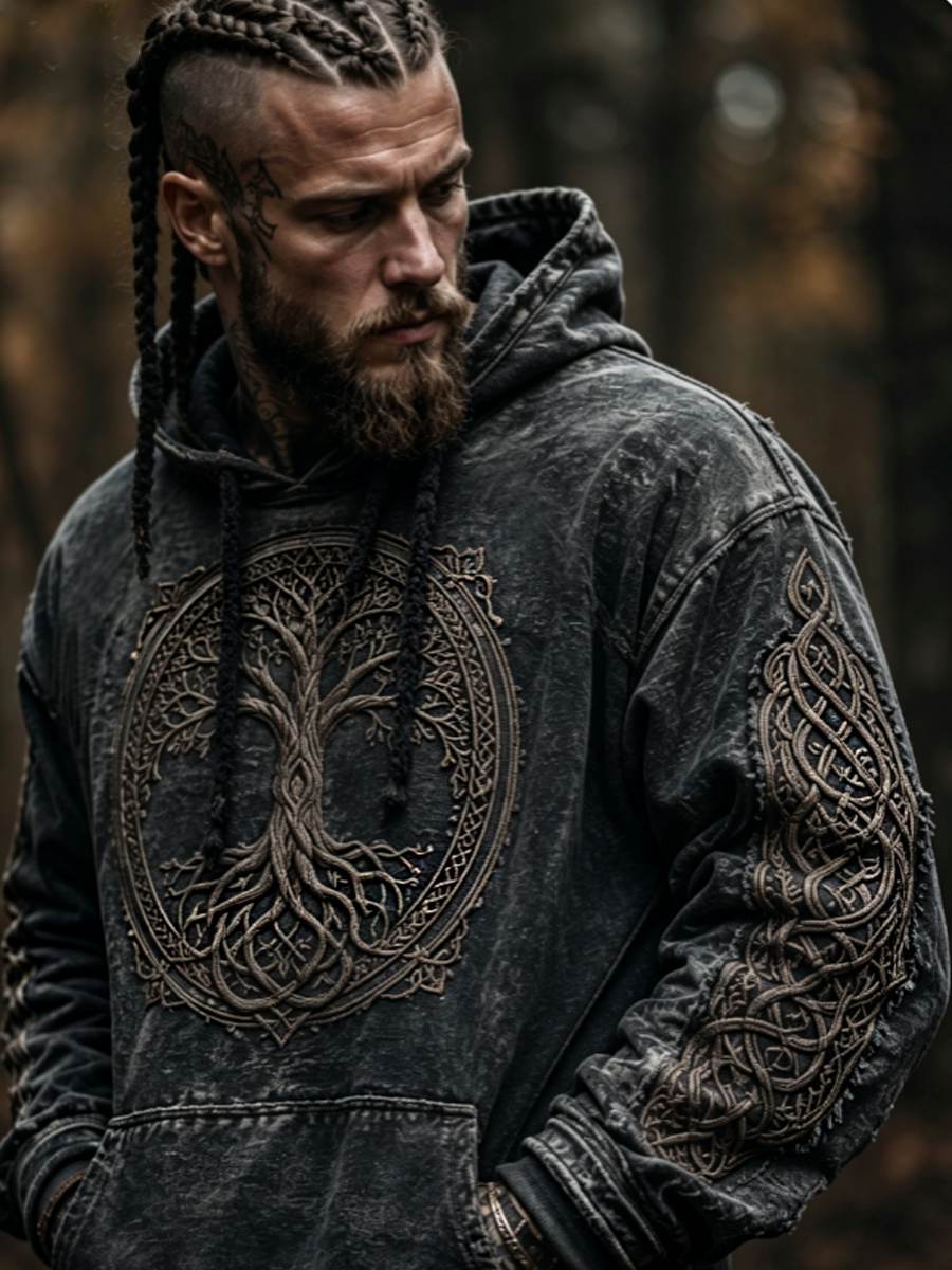 Mænds overdimensionerede drop-Shoulder Hoodie med lommer