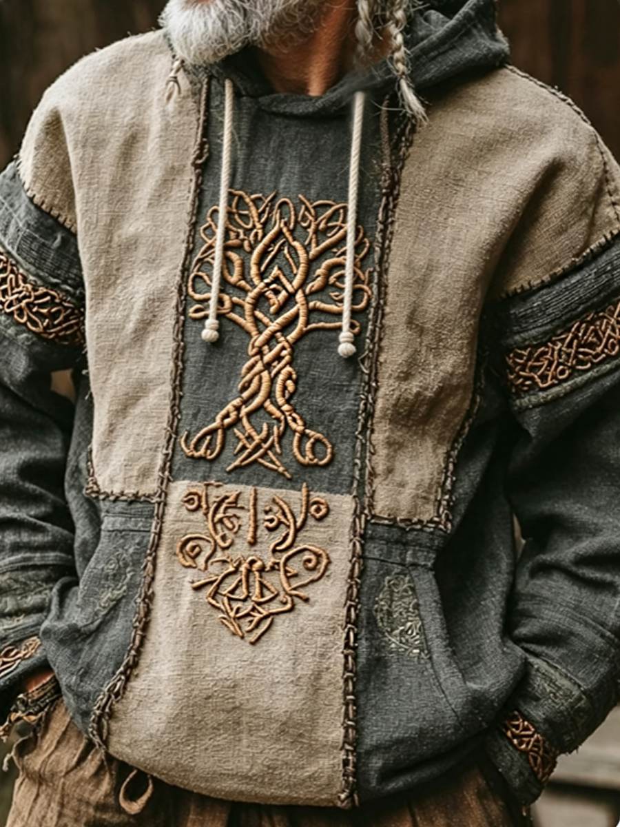 Herre-vikingens keltiske knude livets træ kunst hættetrøje
