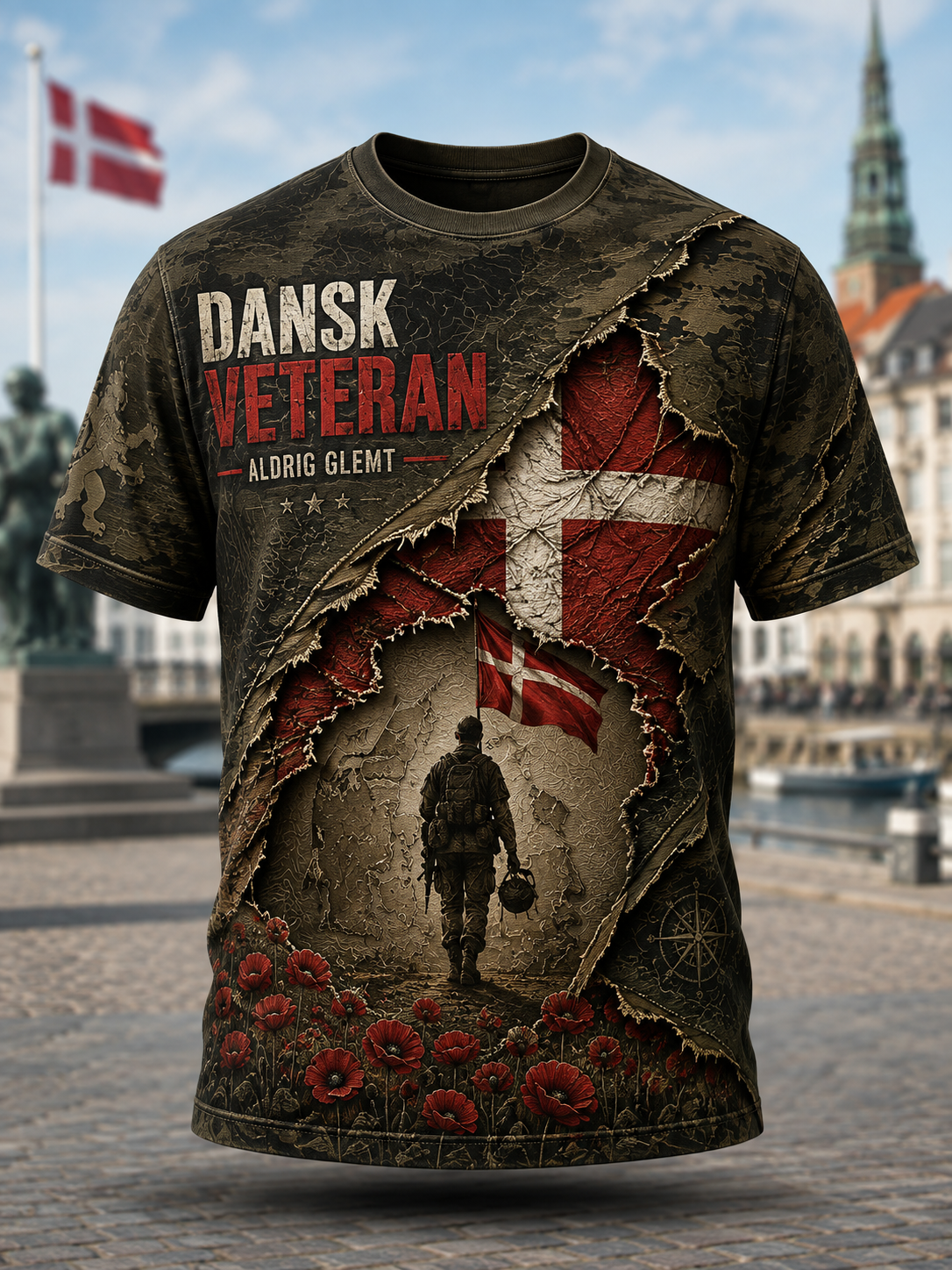 Mænds danske Veteran korte ærmer T-shirt